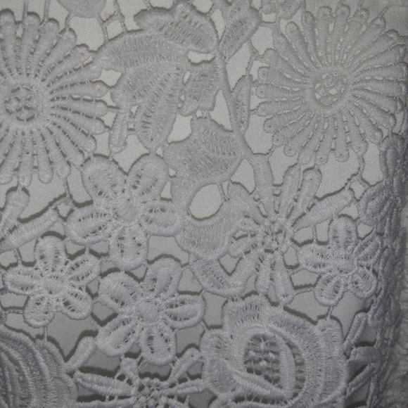 Lulu's white lace open back dress. - Picture 13 of 16